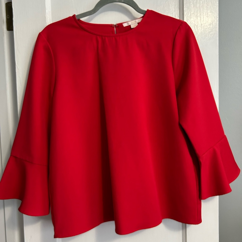C&E bell sleeve red top